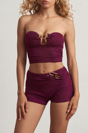 Oh Polly Tarni top bandeau violet texture croco