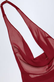 Oh Polly Iona mini robe rouge cerise dos nu mousseline