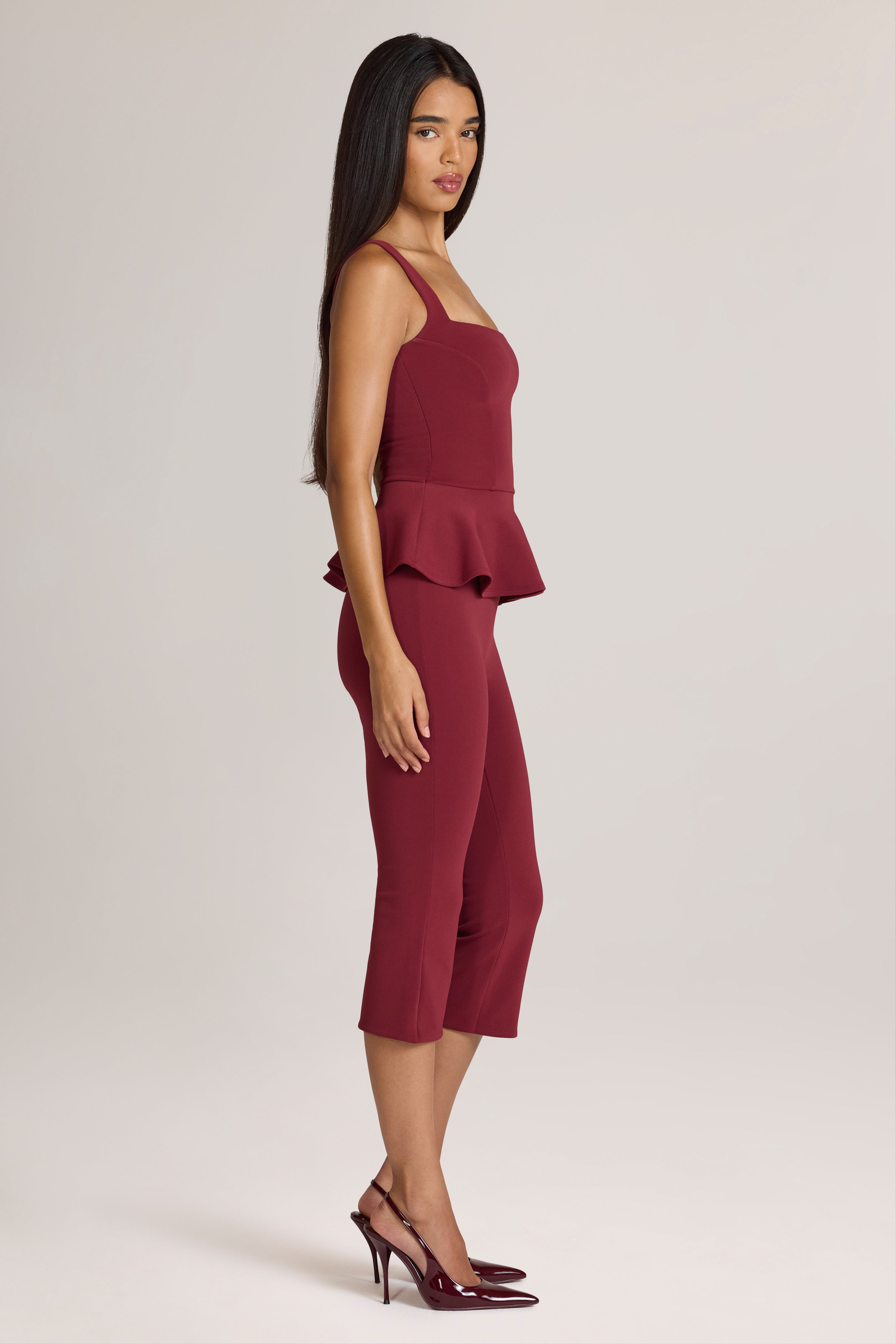 Oh Polly Geona pantalon capri ponte bordeaux stretch