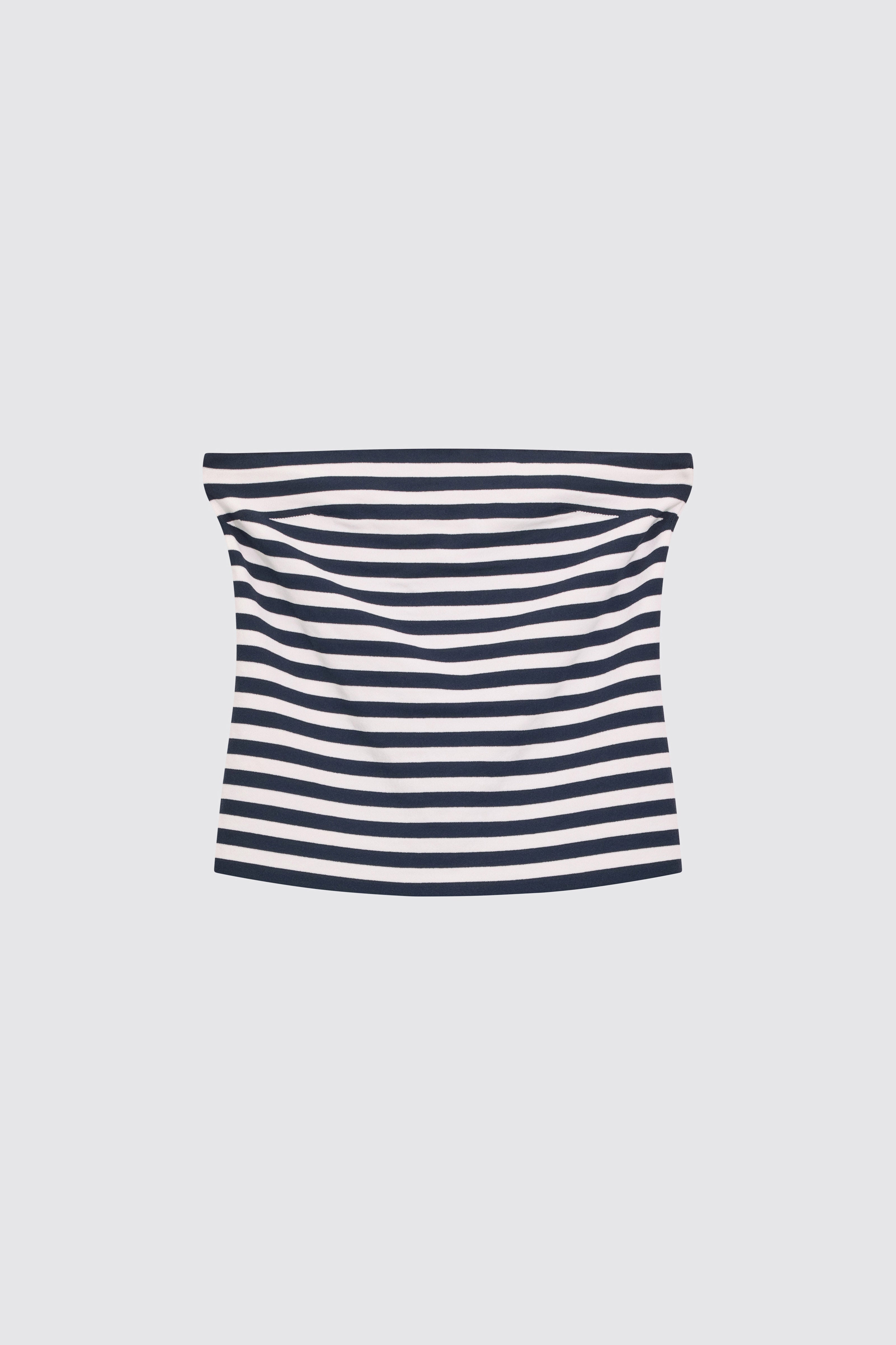 Liviana Conti Gwenda top bandeau viscose bleu-blanc