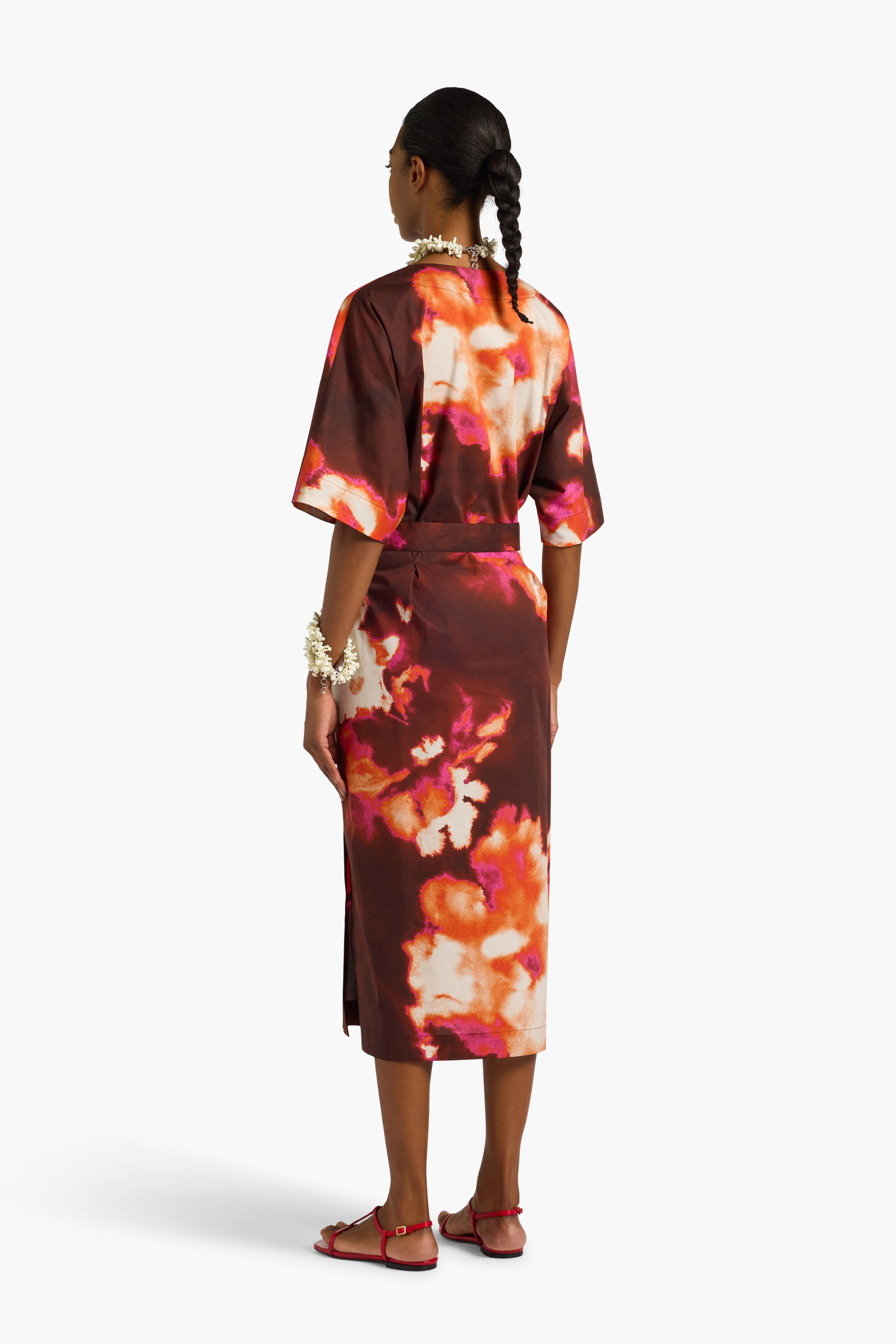 Liviana Conti Margot L6SU27 robe midi Fleurs Bordeaux
