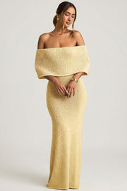 Oh Polly Dresses Naia maxi robe jaune épaules dénudées