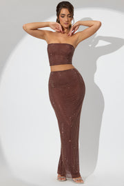 Oh Polly Embellished Fausta jupe maxi Espresso strass