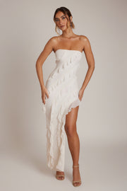 Oh Polly Nevali 5634 robe maxi ivoire volants