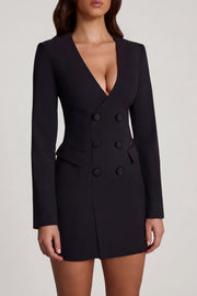 Oh Polly Samantae robe blazer mini noire col V