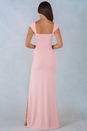 Oh Polly Elva Robe Maxi Rose Poudré Col Cœur Modal