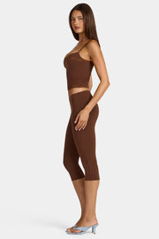 Oh Polly Marlie legging capri marron modal taille basse