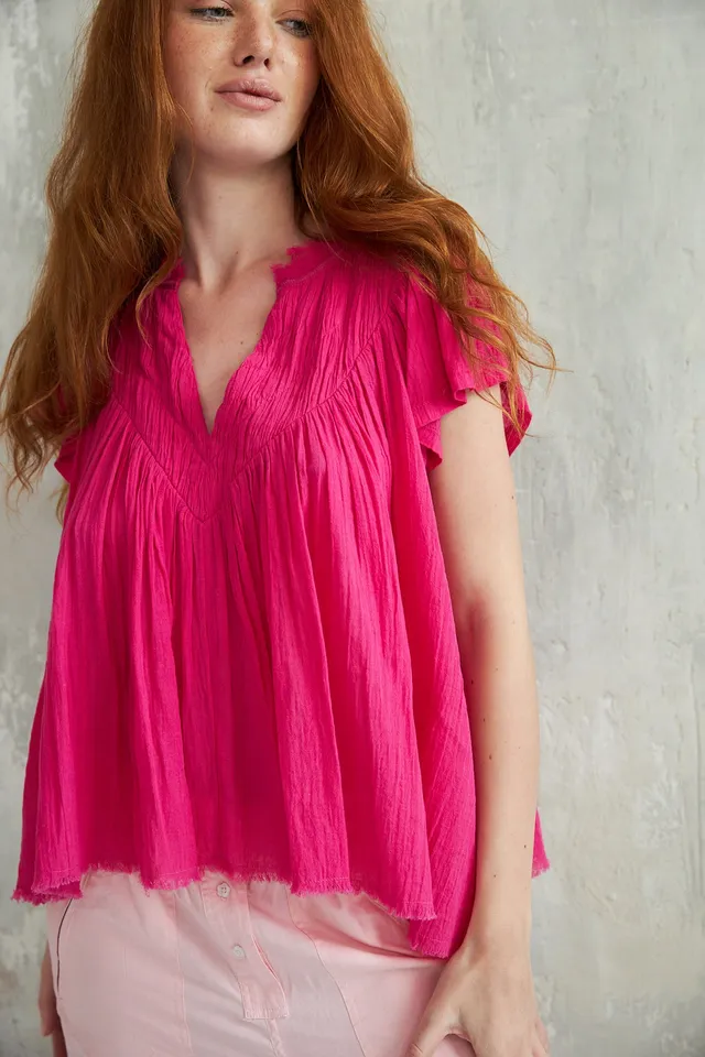 Chicosoleil Tops & Chemises Hari top ample rose fuschia coton