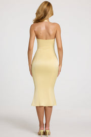 Oh Polly Elyra robe midaxi jaune beurre satin