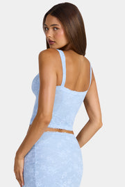 Oh Polly Tops Caraco Dentelle Bleu Arctique Stretch