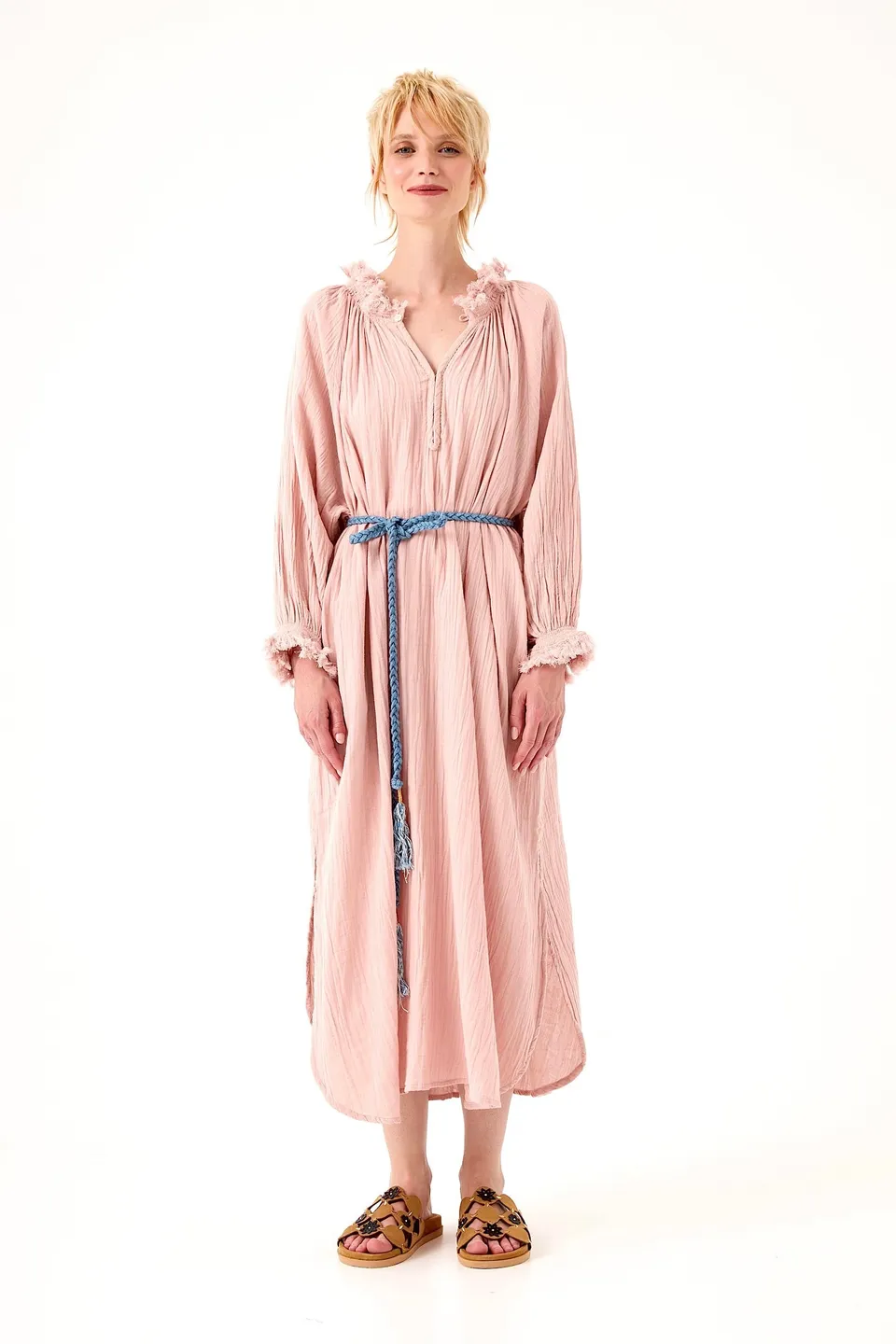Chicosoleil Marigold robe gaze coton rose romance