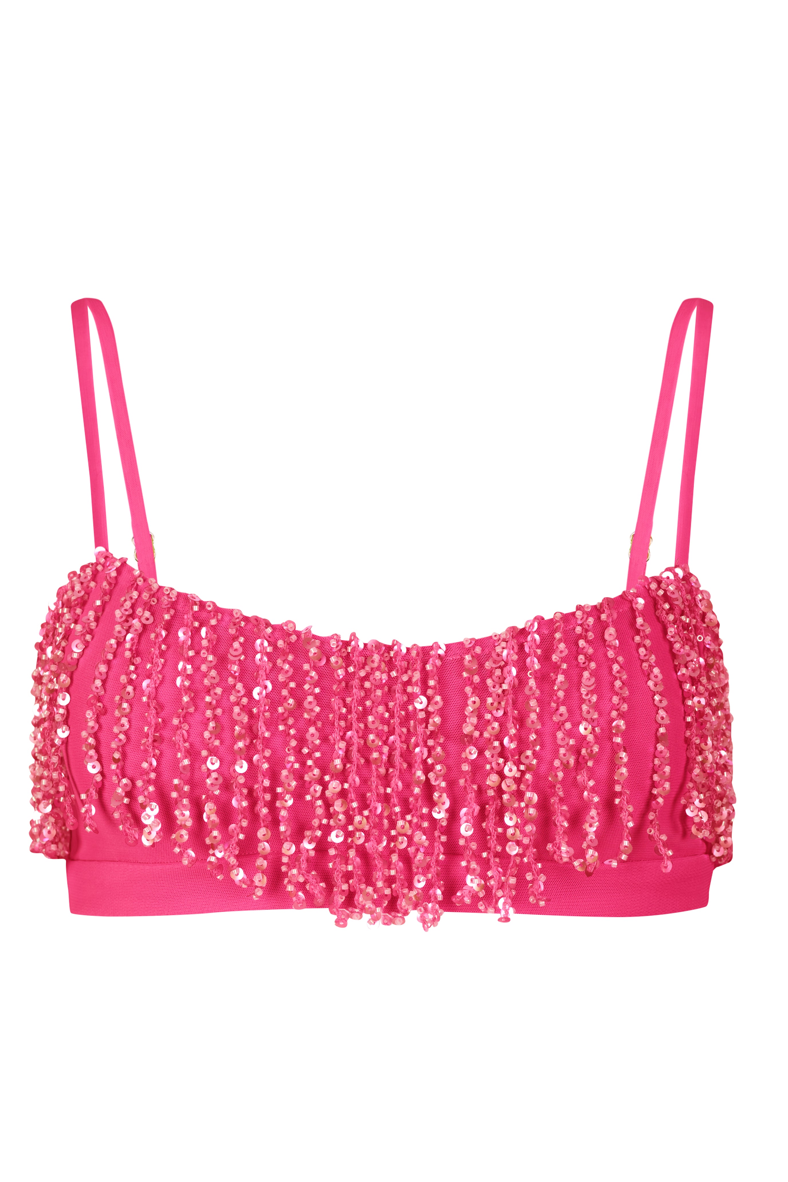 Oh Polly Tops Bralette Aerin Framboise Top à Franges Sequins