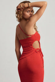Oh Polly Nerina top asymétrique rouge piment froncé