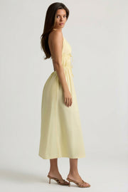 Oh Polly Aeris robe midaxi dos nu jaune citron coton