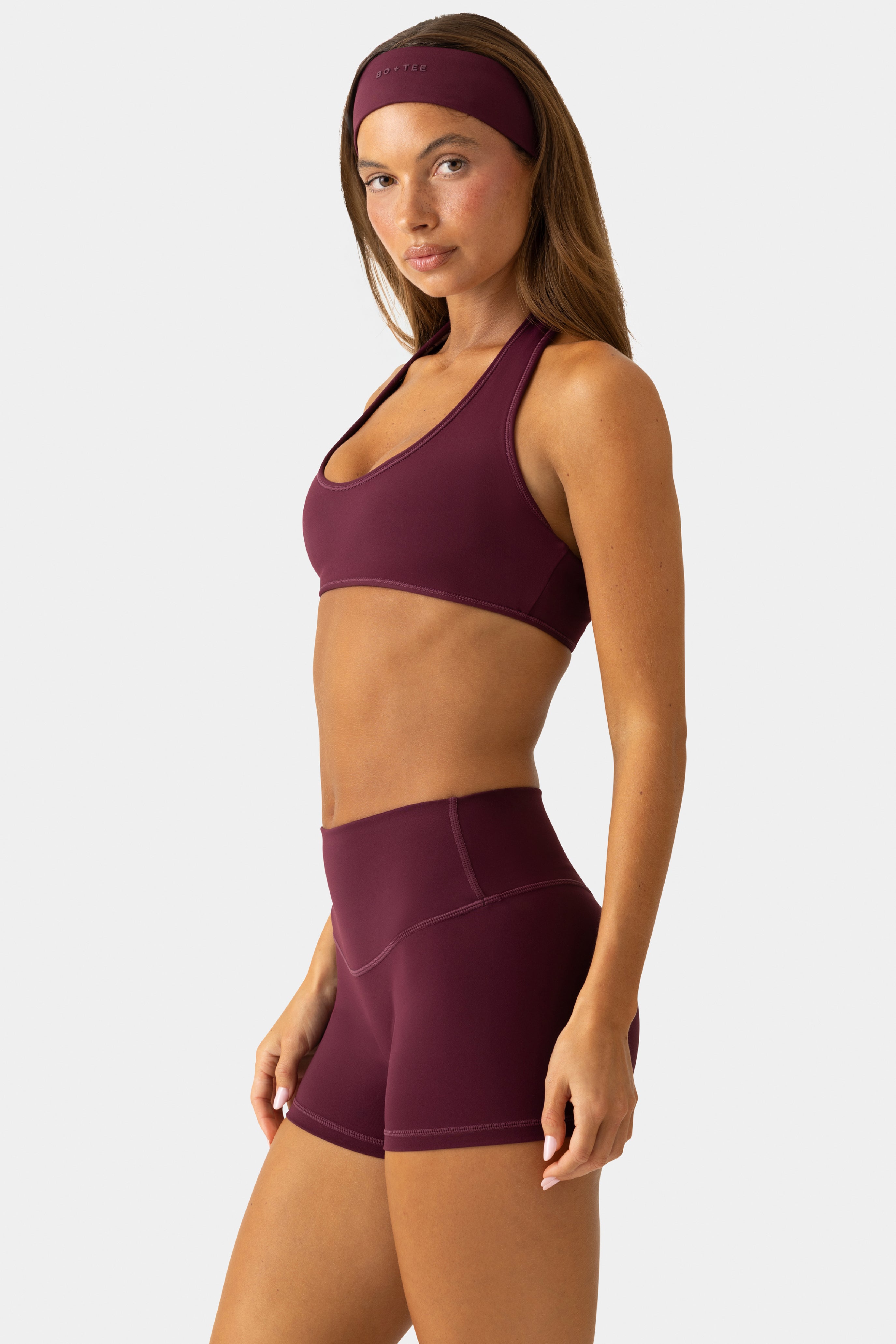 Oh Polly Bo+Tee mini short sport prune taille haute