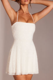 Oh Polly Salerno 7157 robe mini blanche perles bandeau