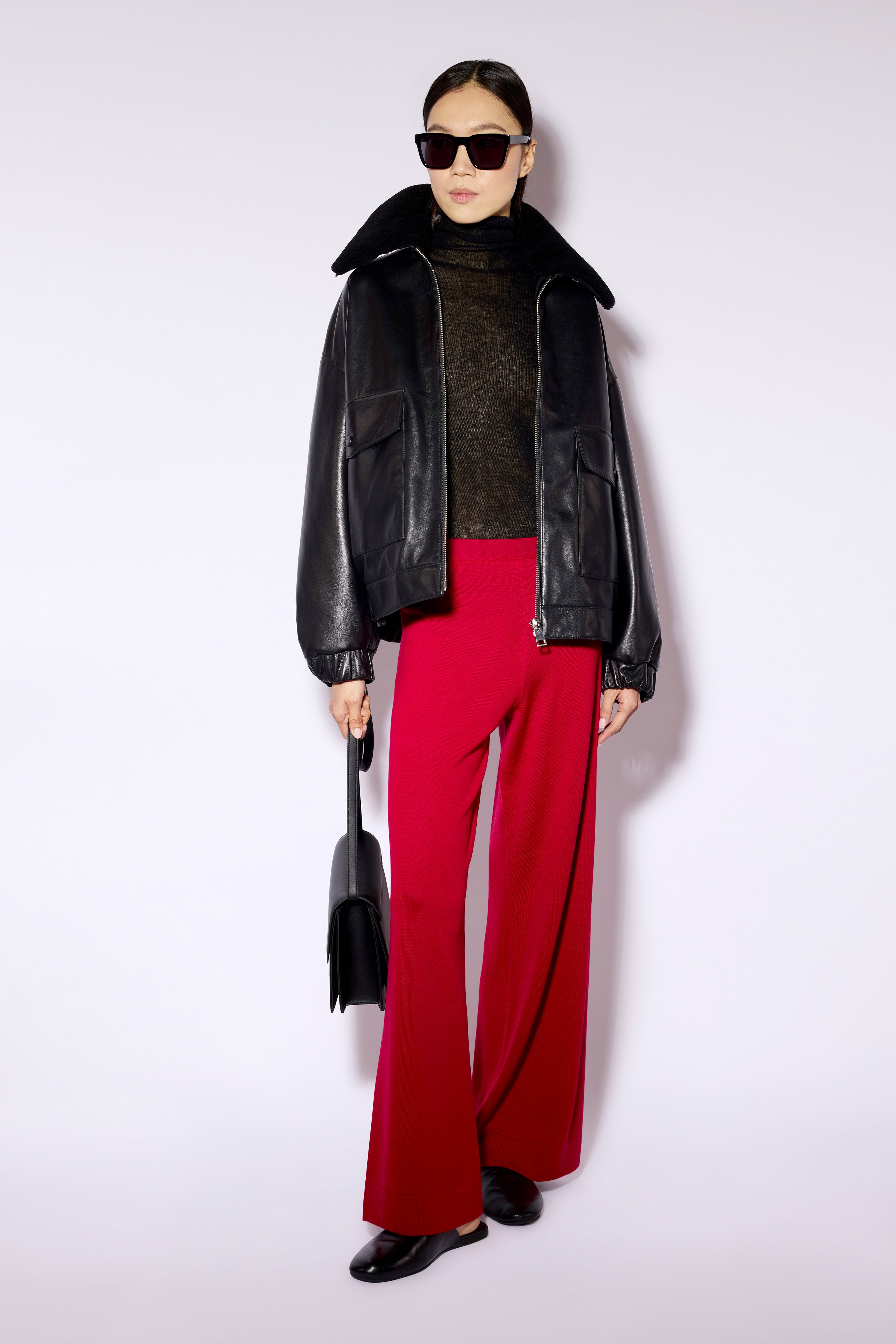 Liviana Conti Alan pantalon palazzo noir laine mérinos