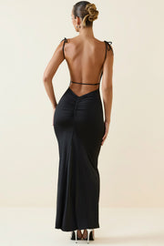 Oh Polly Devika robe maxi noire dos nu jersey