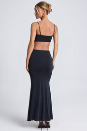 Oh Polly Julitta 9818 robe maxi noire fendue bijou
