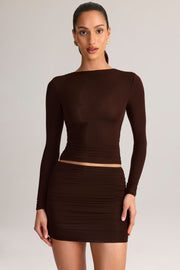 Oh Polly Alia 8641 top marron froncé manches longues