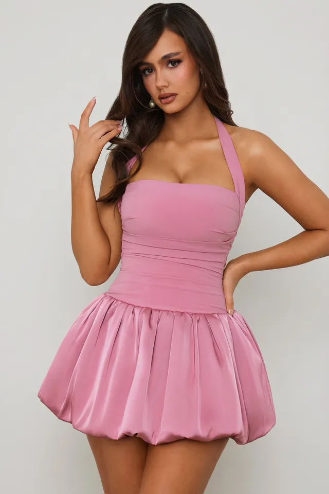 Oh Polly Ludmila robe mini corset mauve dos lacé