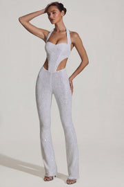 Oh Polly Embellished Coralena combinaison blanche perles