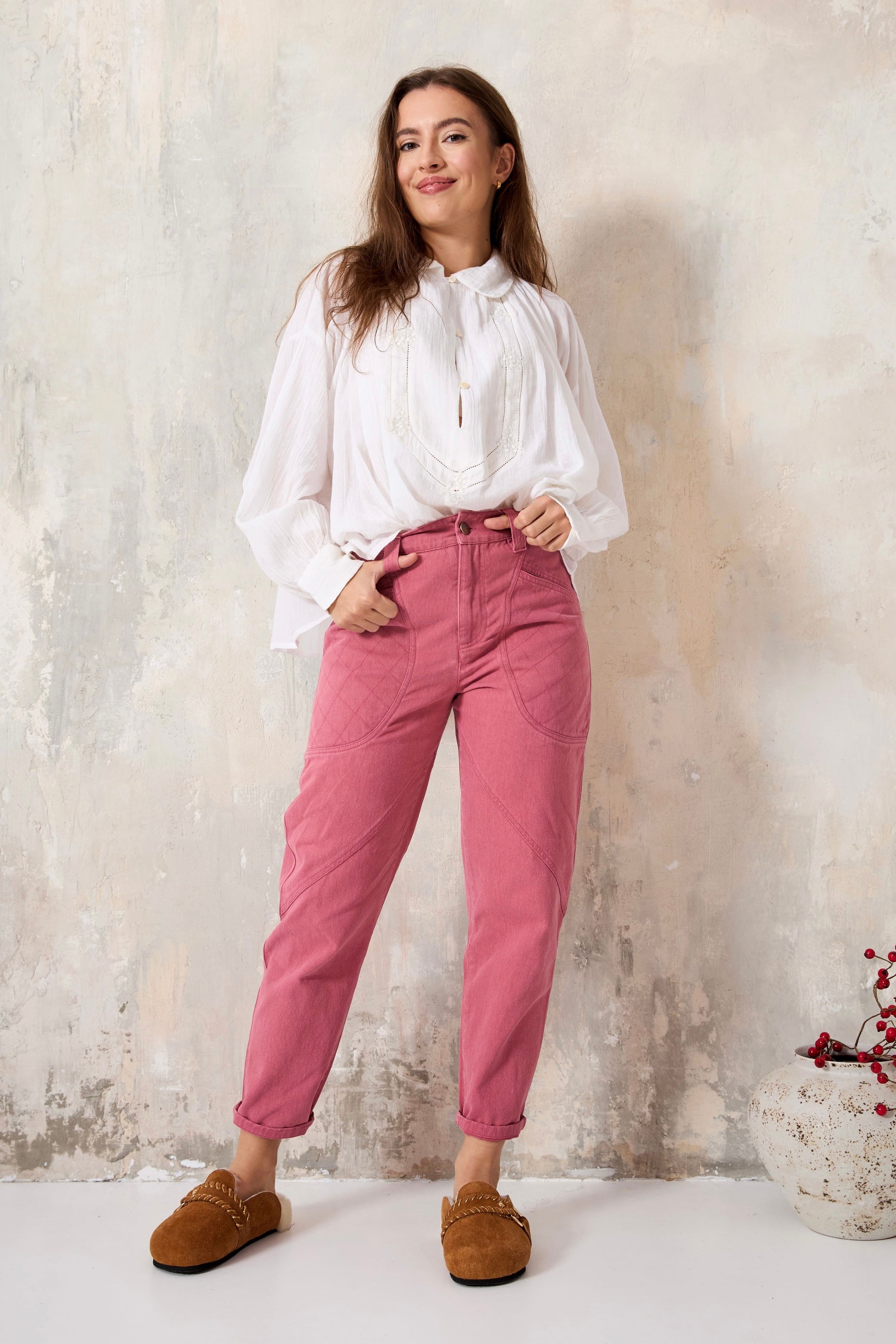 CHICOSOLEIL SAKARI pantalon jean rose cargo XS-XL