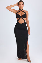 Oh Polly Bethania robe maxi noire dos nu fente