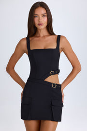 Oh Polly Acadia mini robe noire ceinture découpée