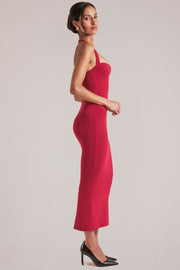 Oh Polly 15985 robe midaxi halter bustier rouge Cherry Red