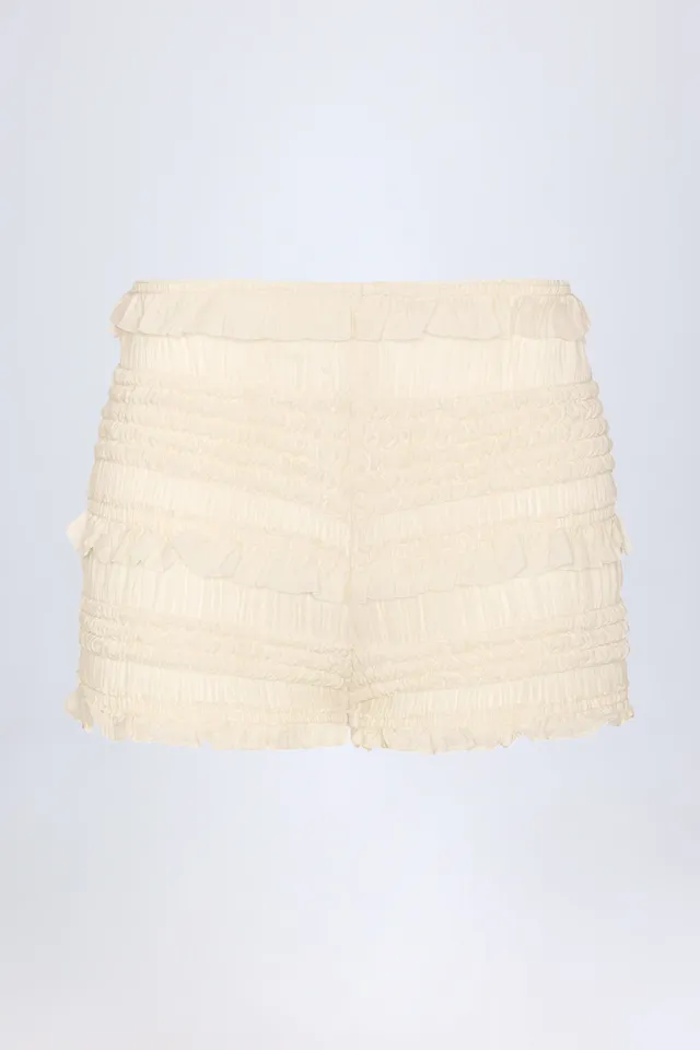 Oh Polly Orla short volants ivoire mini taille mi-haute