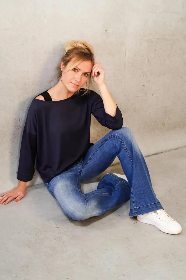Thelma & Rose Cléa sweat col bateau navy T1