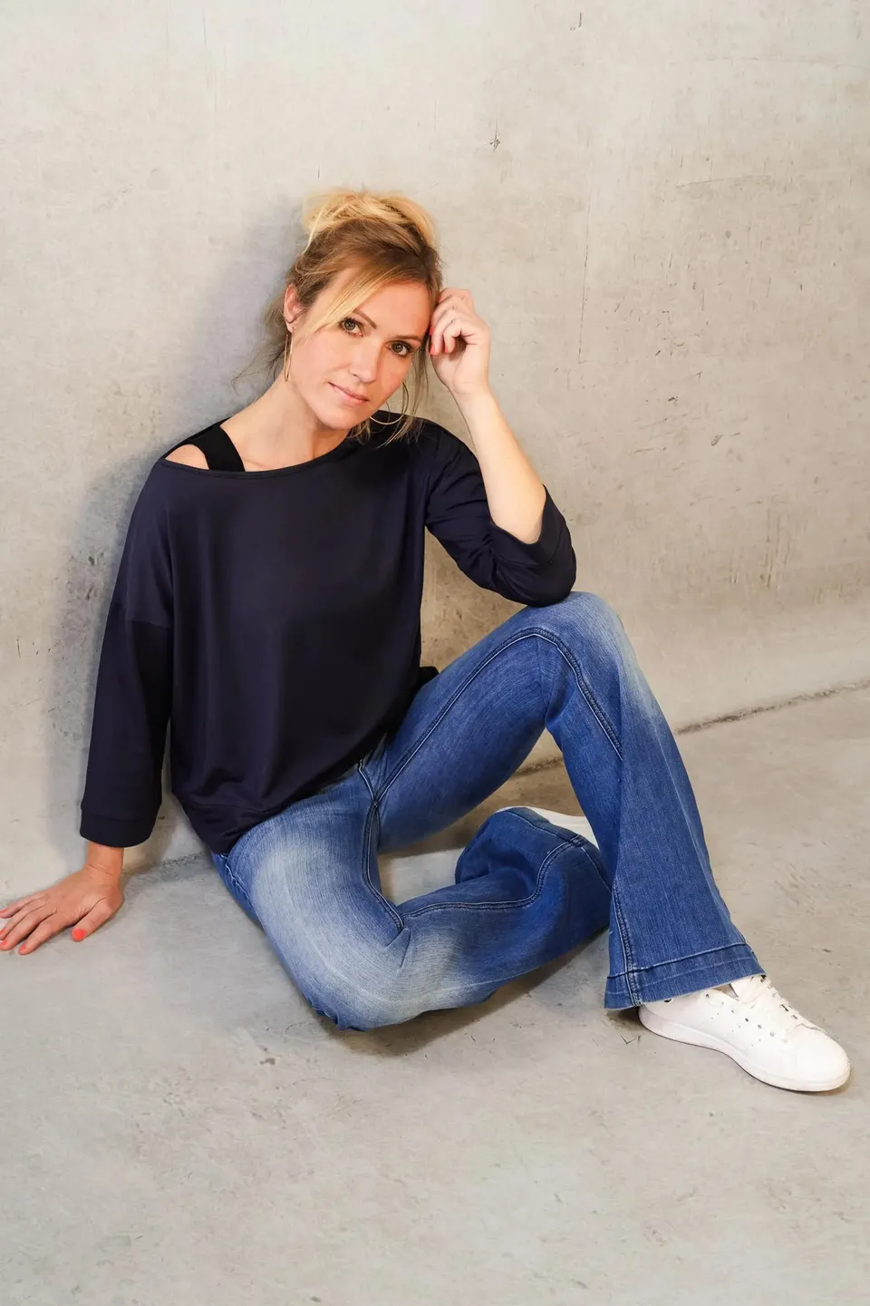 Thelma & Rose Cléa sweat col bateau navy T1
