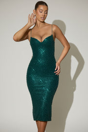 Oh Polly Embellished Eisley robe midi vert sarcelle perles