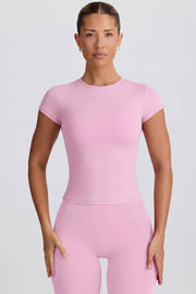Oh Polly BT2467 t-shirt long rose poudré ajouré