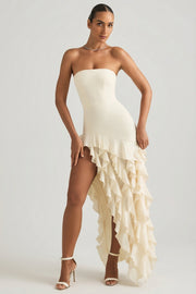Oh Polly Diletta 8380 robe longue bustier perle volants