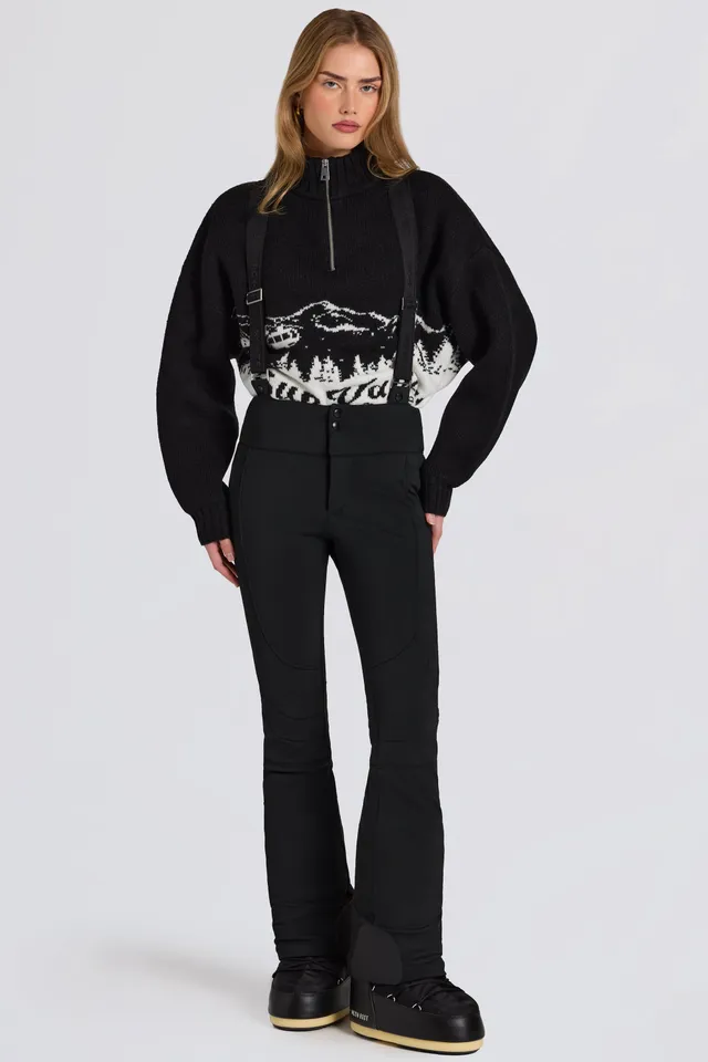 Oh Polly salopette ski taille haute noire matelassée BT2393