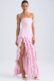 Oh Polly Diletta 8380 robe longue bustier rose volants
