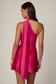 Oh Polly Kiraz 14555 mini robe rose fuchsia satin foulard