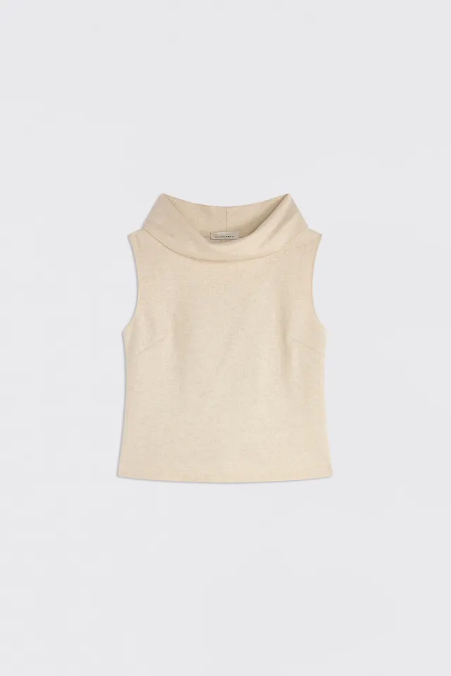Liviana Conti Iris top sans manches Beige Casha Mélangé