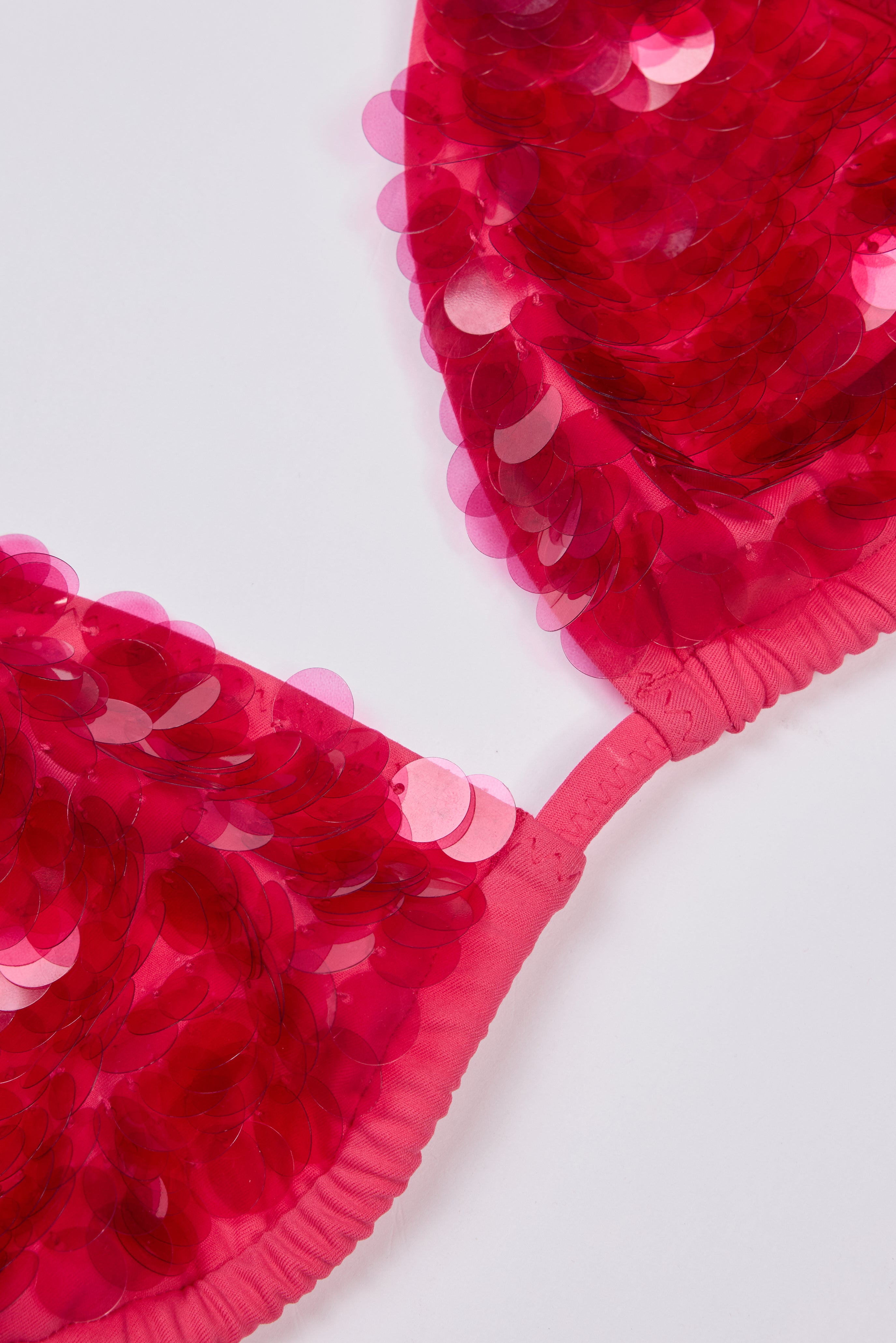 Oh Polly Leil Haut Bikini Triangle Framboise Sequins Maillot Bain