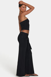 Oh Polly ButterCloud pantalon large noir taille liée 77 cm