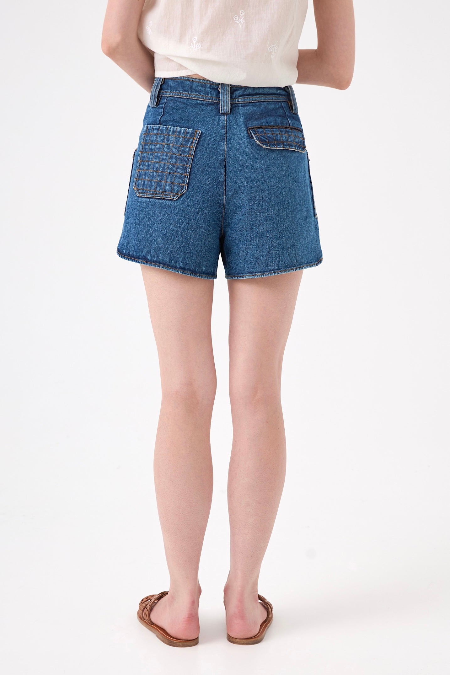 Chicosoleil Morrison short denim bleu poches