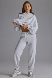 Oh Polly Jogging Gris Chiné Coton Taille Haute 100% Coton