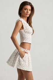 Oh Polly Faela haut corset rose print coton crop