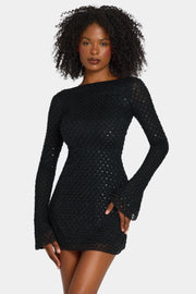Oh Polly Embellished Grazina robe mini noire strass
