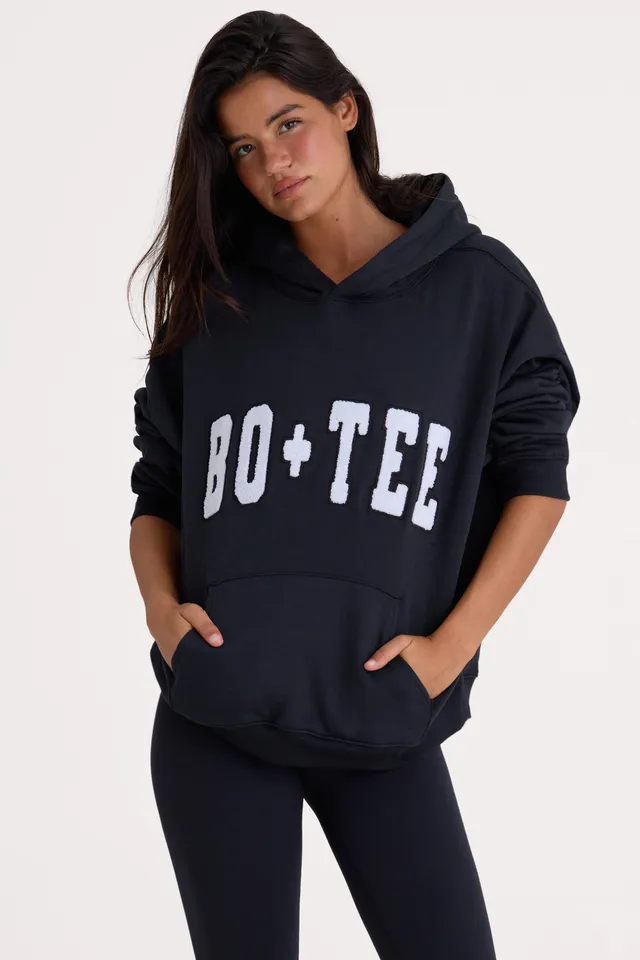 Oh Polly Knitwear BT0493 sweat à capuche noir coupe oversize