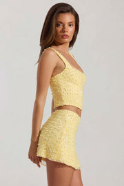 Oh Polly Lirael 14478 crop top col carré limoncello perles