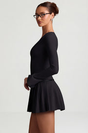 Oh Polly Fiorella robe mini plissée black manches longues