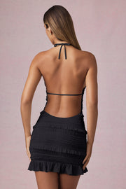 Oh Polly Tarryn robe mini noire dos nu volants